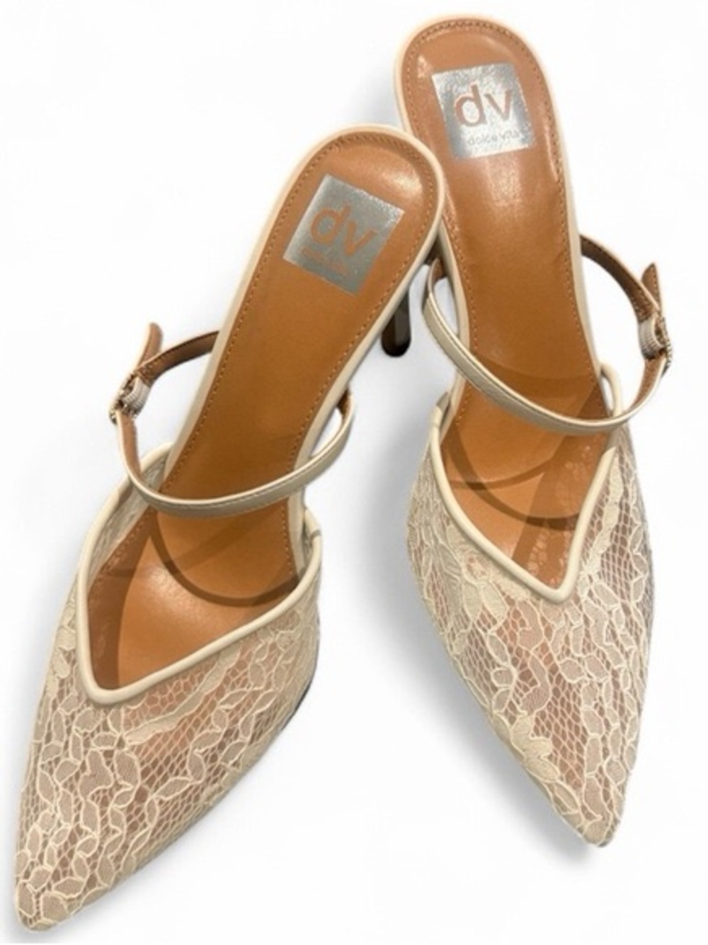 Dolce Vita Bridal Cream Lace Pointed Slingback Heels